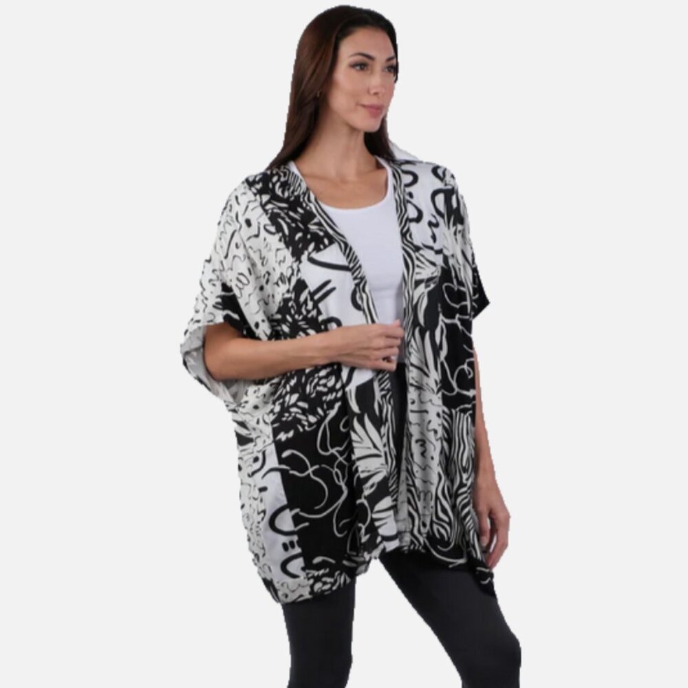 Nwt SACRED THREADS patch abstract rayon open CARDIGAN JACKET TOP 5X